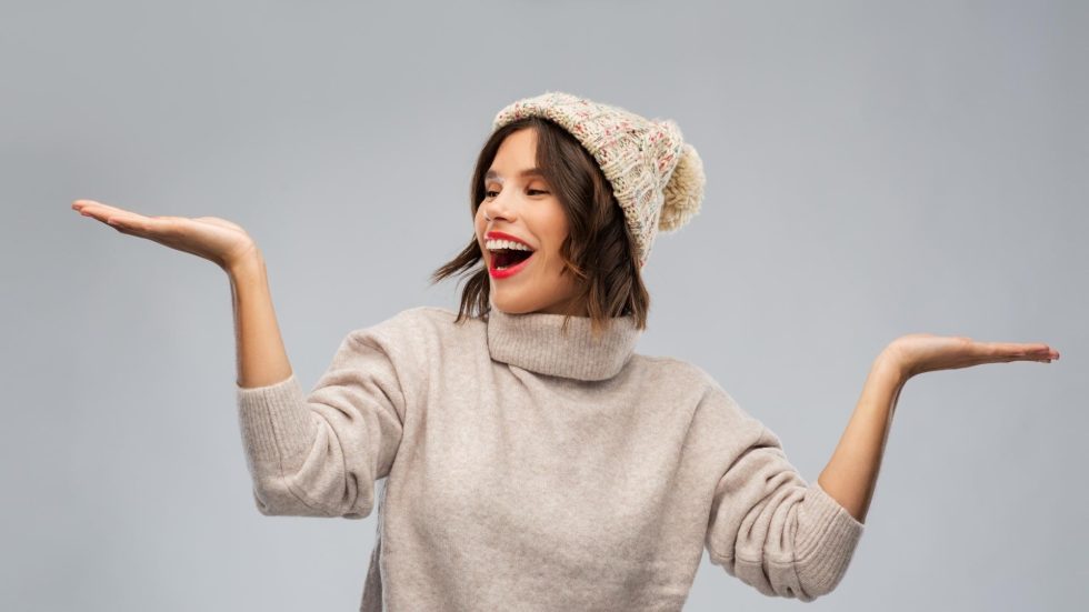 woman in cream coloured sweater