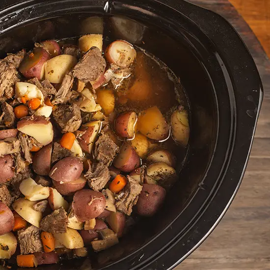 Meal prepped food in crock-pot