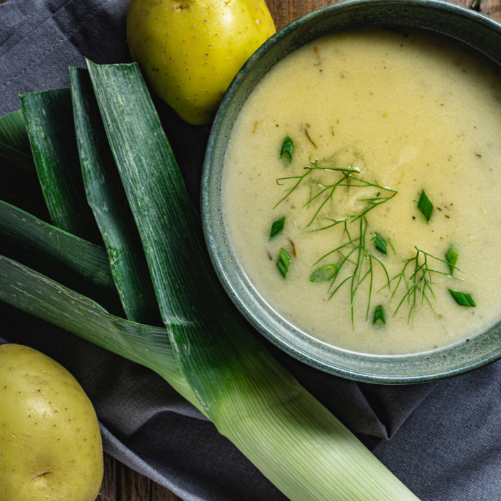 Delicious bowl of leek and potato soup