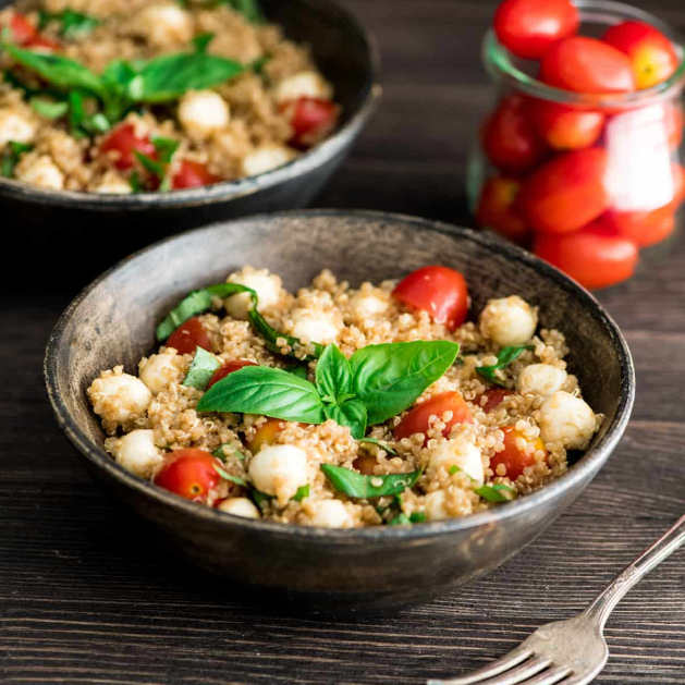 tosca reno's caprese quinoa salad