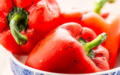 Roasted Red Peppers Stuffed with Collard Greens